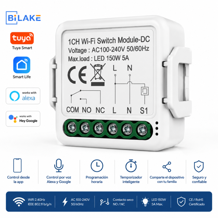 Relé wifi de contacto seco 1 canal — infografia