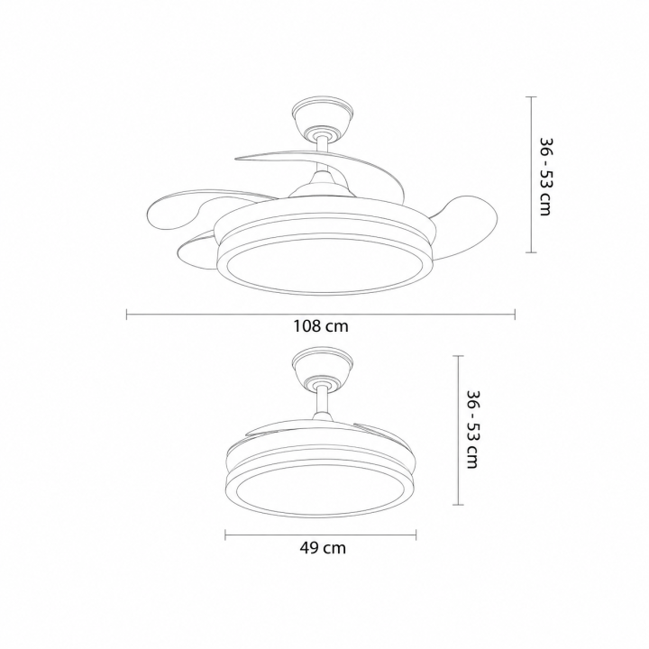 Ventilador de techo Calima Retráctil Plus — diagrama
