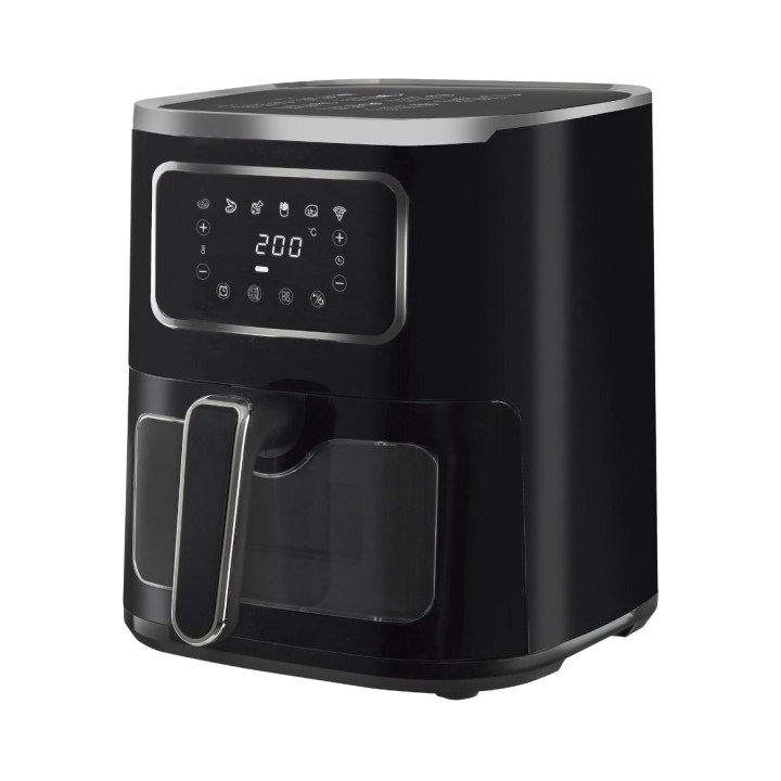 Freidora sin aceite digital 5 L Negra — tres cuartos